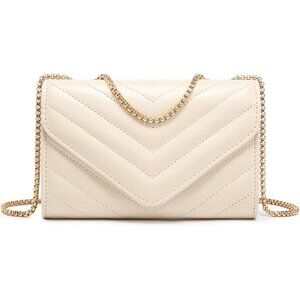 ⚡ Women's Cream Stylish Evening Clutch Chain Shoulder Strap Crossbody Bag